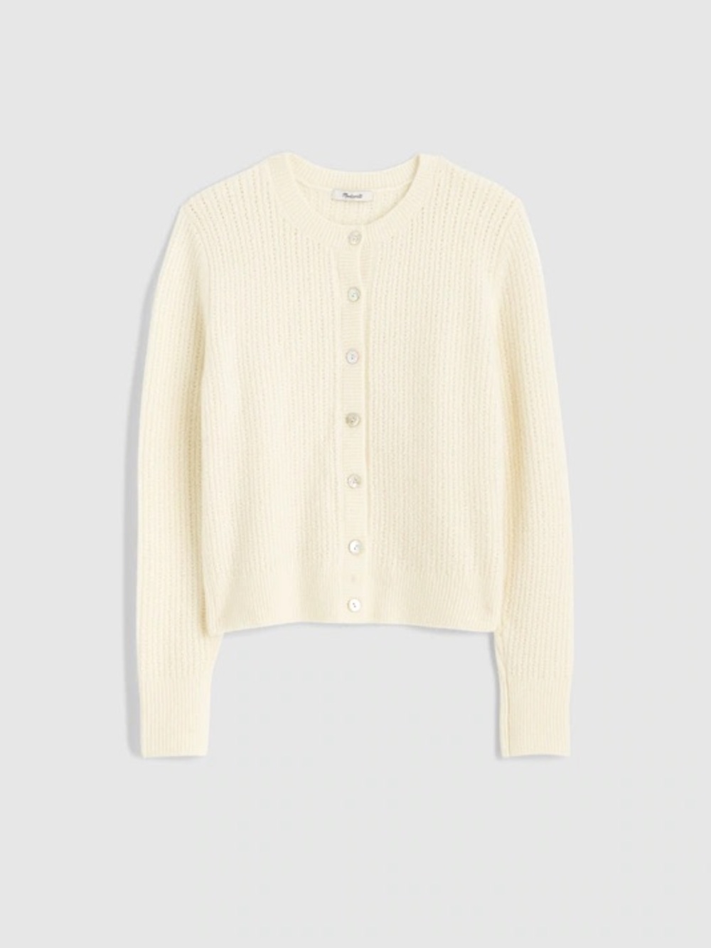 Madewell Cream Ribbed Button-Front Cardigan